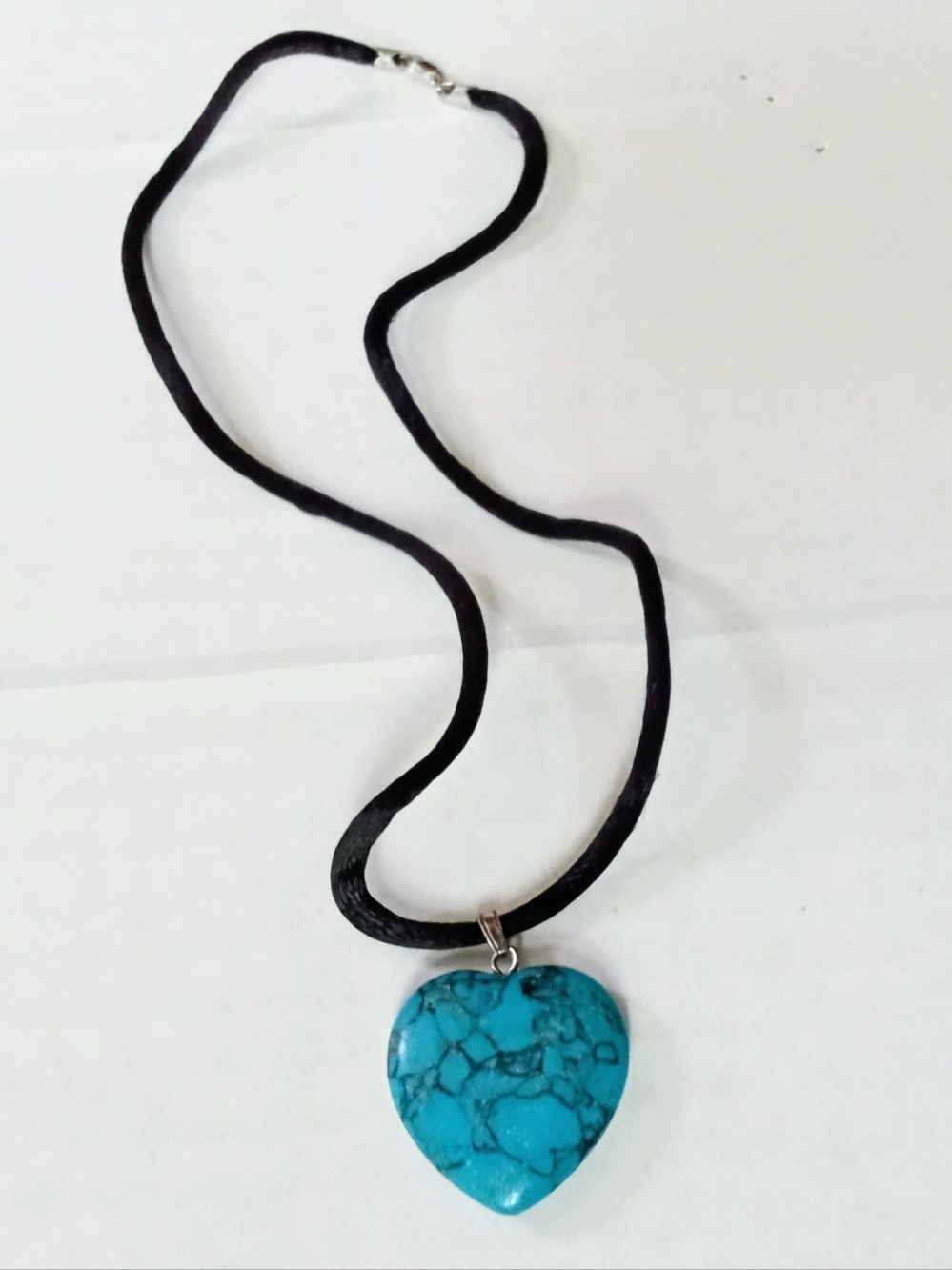 NEW! Genuine Turquoise Heart Pendant Jewelry! Satin 16" Necklace